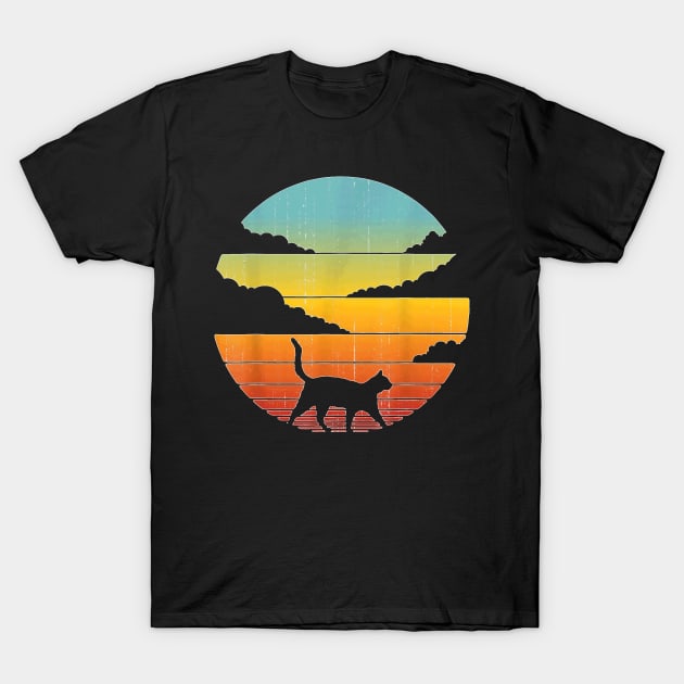Cat Retro Vintage 60S 70S Sunset Mammal Animal Lovers T-Shirt by Activate